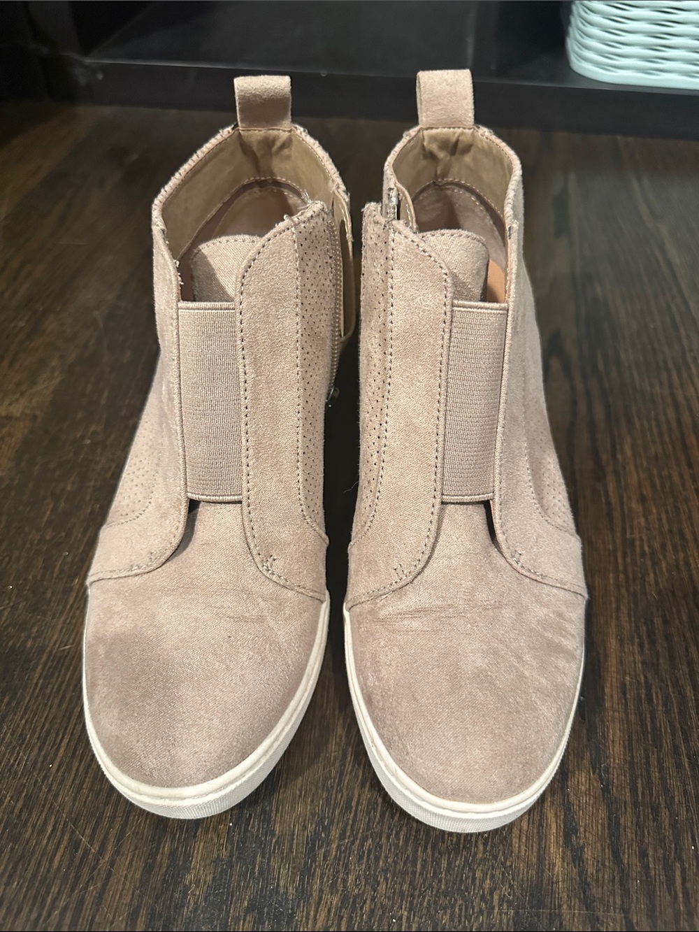 a new day Taupe Suede Wedge Sneakers